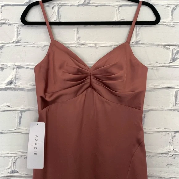 NWT AZAZIE Blush Pink linia stretch satin dress - Picture 4 of 7